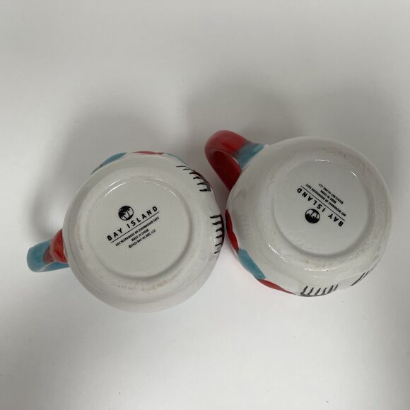 Bay Island Snowman Snowmen Snowwoman White Red Blue Cups Lot of 2 - Picture 8 of 8